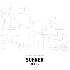 Sumner Texas. US street map with black and white lines.