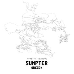 Sumpter Oregon. US street map with black and white lines.