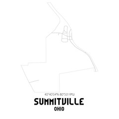 Summitville Ohio. US street map with black and white lines.