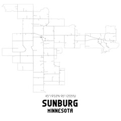 Sunburg Minnesota. US street map with black and white lines.