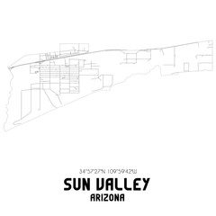 Sun Valley Arizona. US street map with black and white lines.