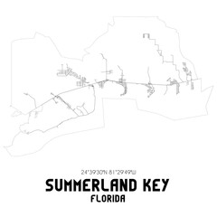 Summerland Key Florida. US street map with black and white lines.