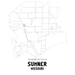 Sumner Missouri. US street map with black and white lines.