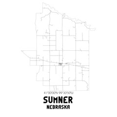 Sumner Nebraska. US street map with black and white lines.