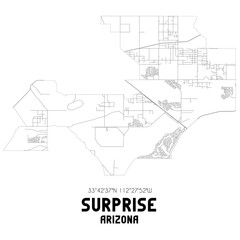 Fototapeta na wymiar Surprise Arizona. US street map with black and white lines.