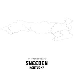 Sweeden Kentucky. US street map with black and white lines.