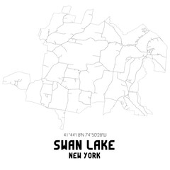 Obraz premium Swan Lake New York. US street map with black and white lines.