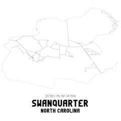 Swanquarter North Carolina. US street map with black and white lines.