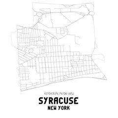 Syracuse New York. US street map with black and white lines.