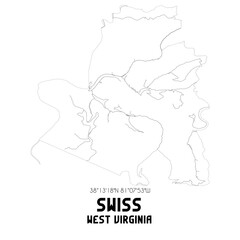 Swiss West Virginia. US street map with black and white lines.