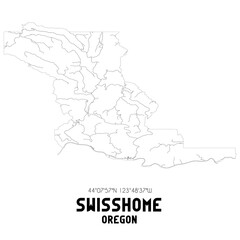 Swisshome Oregon. US street map with black and white lines.