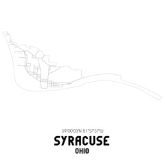 Syracuse Ohio. US street map with black and white lines.