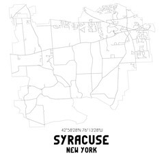 Syracuse New York. US street map with black and white lines.