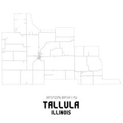 Tallula Illinois. US street map with black and white lines.