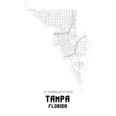 Tampa Florida. US street map with black and white lines.
