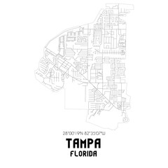 Tampa Florida. US street map with black and white lines.