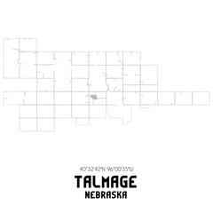 Talmage Nebraska. US street map with black and white lines.