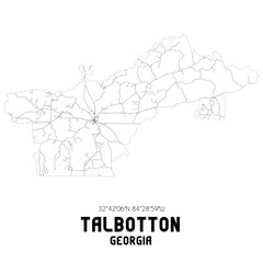 Talbotton Georgia. US street map with black and white lines.