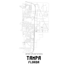 Tampa Florida. US street map with black and white lines.