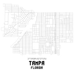 Fototapeta premium Tampa Florida. US street map with black and white lines.