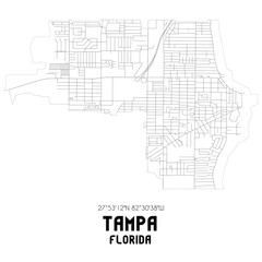 Obraz premium Tampa Florida. US street map with black and white lines.