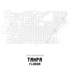 Tampa Florida. US street map with black and white lines.