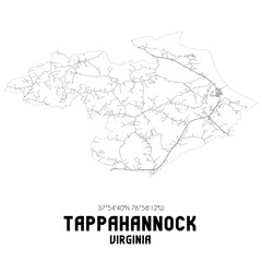 Tappahannock Virginia. US street map with black and white lines.