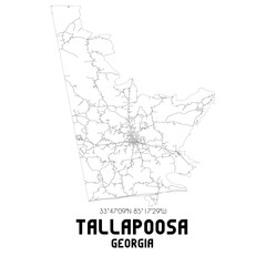 Tallapoosa Georgia. US street map with black and white lines.