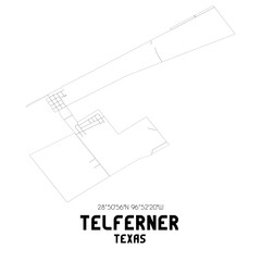 Telferner Texas. US street map with black and white lines.