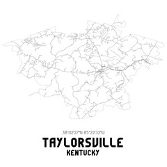 Fototapeta na wymiar Taylorsville Kentucky. US street map with black and white lines.