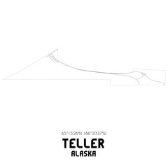 Teller Alaska. US street map with black and white lines.