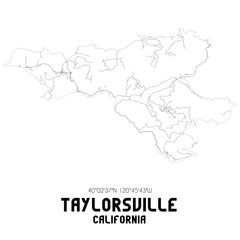 Taylorsville California. US street map with black and white lines.