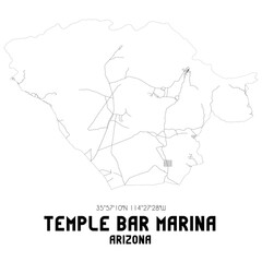 Temple Bar Marina Arizona. US street map with black and white lines.
