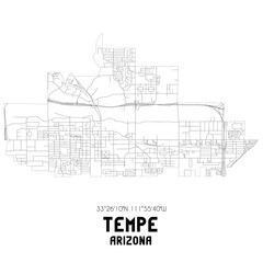 Tempe Arizona. US street map with black and white lines.