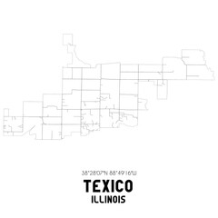 Texico Illinois. US street map with black and white lines.