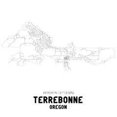 Terrebonne Oregon. US street map with black and white lines.