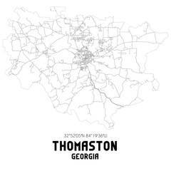 Thomaston Georgia. US street map with black and white lines.