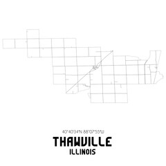 Thawville Illinois. US street map with black and white lines.