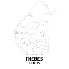 Thebes Illinois. US street map with black and white lines.
