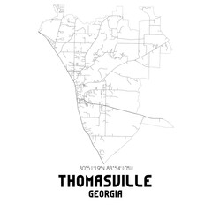 Thomasville Georgia. US street map with black and white lines.