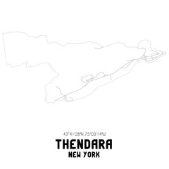 Thendara New York. US street map with black and white lines.