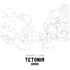 Tetonia Idaho. US street map with black and white lines.