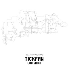 Tickfaw Louisiana. US street map with black and white lines.