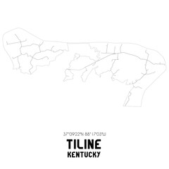 Tiline Kentucky. US street map with black and white lines.