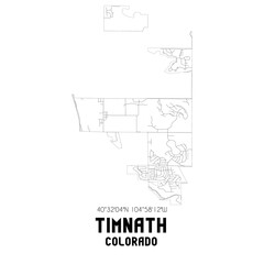 Timnath Colorado. US street map with black and white lines.