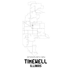 Timewell Illinois. US street map with black and white lines.