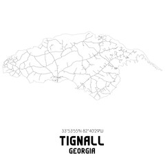 Tignall Georgia. US street map with black and white lines. © Rezona