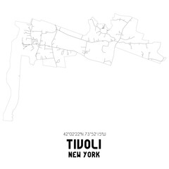 Tivoli New York. US street map with black and white lines.