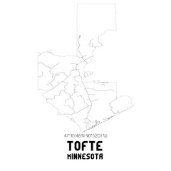 Tofte Minnesota. US street map with black and white lines.
