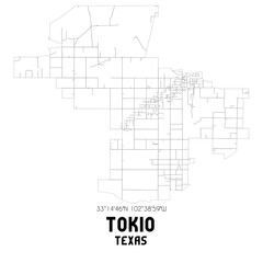 Tokio Texas. US street map with black and white lines.